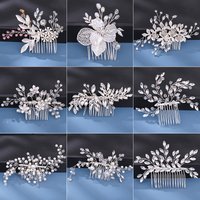 Silver Rhinestone Hair Combs for Women, Pearl Color, Wedding Hair Accessories, Rose Gold Ornaments, Jewelry