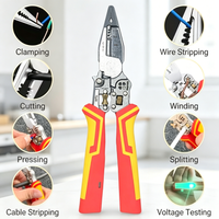 9-in-1 Multifunctional Wire Stripping Pliers with Voltage Tester, Wire Stripper/Cutter/Crimper Tool for Electrical Maintenance