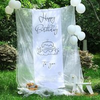 Happy Birthday Cake Print Background Cloth Instagram Style Outdoor Birthday Party Decor Mesh Backdrop For Girls Photo Props