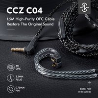 CCZ C04 1.5M 4-strand of 4N High-purity OFC Earphone Cable With QDC/TFZ/2PIN Pin Type Upgrade Cable Noise Canceling For Headest