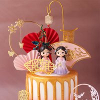 Hanfu Chinese Girl Cake Decoration Wedding Birthday Party Supplies Classical Screen Cake Toppers Acrylic Baking Dessert