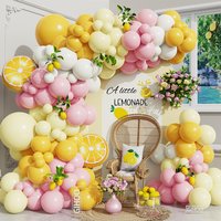 116Pcs Pink Yellow Lemon Balloon Garland Arch Kit 18inch Lemon Foil balloon for Birthday Wedding Baby Shower Party Decoration