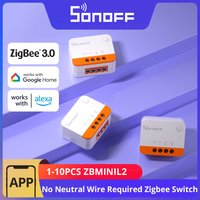 SONOFF ZBMINIL2 Zigbee 3.0, interrupteur intelligent sans fil neutre, taille minuscule, contrôle bidirectionnel via EWeLink Google Alexa Alice, 1 à 10 pièces