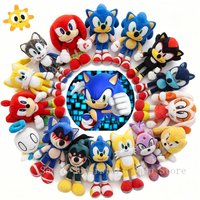 2026 New Sonic Plush Toy Amy Knuckles Tail Plush Doll Cute Soft Stuffed Hedgehog Plush Doll for Kids Birthday Gifts