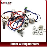 A Set Guitar Wiring Harness Prewired 2 Volumes 2 Tones 500K Pots 3 Way Switch Input Jack for LP Electric Guitar