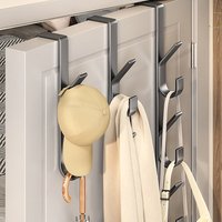 Over Door Hooks No Drill Hanging Storage Organizer Rack Metal Rounded Corner Polishing for Door Seams Hanger 3/5/7 Hooks