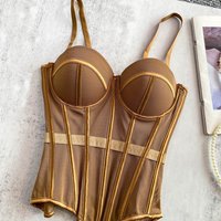 Transparent Mesh Sexy Waisted Lady Corset Elegant Shaping Women Bustier Girls Slim Evening Wear Crops Top Lady Short Body Shaper