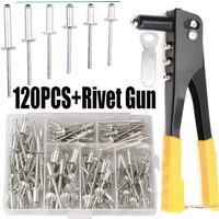 Heavy Duty Riveter Set Pop Rivet Gun and 120Pcs Blind Rivets Assortment Kit Hand Tools Rivet Nut Tool
