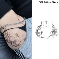 Temporary Tattoos Fake Tattoo Asymmetric Moonlight Cross Herbal Juice Stickers Gift Semi Permanent Tattoo Stencil Cheap Party