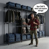 Large Closet 4-Column Wardrobe Heavy Duty Garment Rack with 11 Storage Shelves, EASY TO INSTALL and easy to assemble