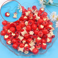 6/10/24pcs 3D Red Apple Decorative Pendant,For DIY Jewelry Making,For Valentine's Day,Halloween,Thanksgiving Jewelry Accessories
