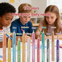 Metallic Glitter Gel Pens - Pens For Scrapbook, Journals or Drawing DIY Projects - Colored Metallic 1.0mm Ink - 12 Pack
