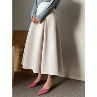 Hepburn Style High-End Skirt for Women Autumn and Winter New Pleating High WaistaLine Skirt Small Commuter Swing Umbrella Skirt