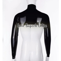 Long Sleeves Men's Latex Top Short Top With Front Zipper Halloween Wear