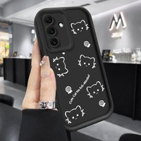 Cute Cat Phone Case For Samsung Galaxy A17 A07 A716B A075F A16 A15 A14 Case Luxury Matte Silicone Shockproof Protect Cover