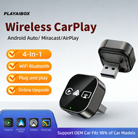 Adapter 4-w-1 z przewodowego na bezprzewodowy CarPlay Android Auto z funkcją Screen Mirroring, kompatybilny z iOS CarPlay/Android Auto/Mirroring, model 2026