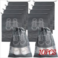 10 stücke Schuhe Lagerung Organizer Taschen Vlies Reise Tragbare Schrank Tasche Wasserdichte Tasche Kleidung Transparent Hängen Tasche