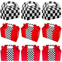 5/10/30/50Pcs Checkered Racing Flag Paper Gift Boxes Race Car Themed Candy Treat Boxes Kids Birthday Baby Shower Party Supplies