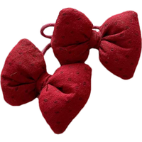Korean Children Bow Hair Rope Ring Baby Girls Vintage Red Plaid Elastic Hair Bands Handmade Kids Head Accessories Gifts Jewelry
