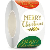 100–500 Stück 1,5 Zoll/3,8 cm runde Laser-Frohe Weihnachten-Dankeschön-Geschenk-Siegel-Siegelaufkleber mit wasserfestem Weihnachtsetikett als Geschenk