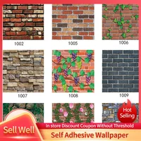 Stone Brick Pattern Wallpaper Self Adhesive Living Room Restaurant Store Anti Fouling Waterproof Oil Resistant Wallpaper 3D