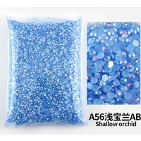 Light Royal Blue AB Wholesale Bulk Resin Rhinestone Jelly transparent AB 2mm,3mm,4mm,5mm,6mm FlatBack Nail Garment Decoration