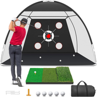 Golf Net, 10x7FT with Golf Practice Mat, Hitting Aid Nets for Backyard Driving Chipping Training Swing with Targets Outdoor or I