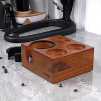IKAPE – support de doseur pour expresso, Base de Station de doseur de café en bois 7 en un, tapis de tamponnage pour expresso en noyer naturel, adapté à 51/54/58mm