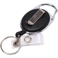 1PC Black Wire Rope Keychain – Steel Cord Retractable ID Card Holder 60cm