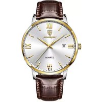 POEDAGAR Luxury Business Man Wristwatch Luminous Waterproof Date Leather Men's Watch Fashion Quartz Watches For Men Reloj Hombre