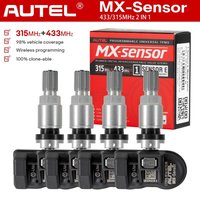 4PCS Autel MX-Sensor 315MHz+433MHz 2 in 1 Universal Programmable TPMS Sensor Metal/Rubber OE Level Tire Pressure Monitoring System
