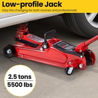 2.5 Ton Hydraulic Low Profile Floor Jack Heavy Duty Trolley Lift for Car Van Truck Trailer Auto Repairing Garage Tool (Red)
