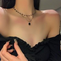 Choker Necklace for Women Double Layer Beads Necklace Gift for Friend Silver Color Geometric Necklace Wholesale Collar Jewelry
