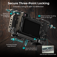 SmallRig "HawkLock" Schnellwechsel-Käfig-Kit für Sony Alpha 7C II /7CR mit Silikongriff, Kabelklemme, Schnellwechselplatte 5198