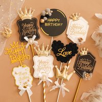 Royal King Crown Black White Style Happy Birthday Cake Topper for Party Decoration Baking Supplies Love Gifts tools,party
