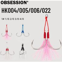 OBSESSION HK004/5/6/22 High Carbon Steel Feather Slow Jigging Twin Assist Fishing Hooks 1/0 2/0 3/0 4/0 2pc Double Fishing Hook