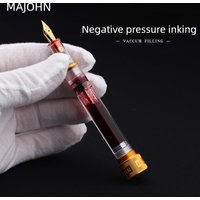 MAJOHN V1 Transparent Resin Demonstration Vacuum Filling Inking Gold-Plated Nib Fountain Pen School Office Supplies Stationery