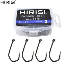 Carp Fishing Hooks Barbed PTFE Coating High Carbon Steel Eyed Fish Hooks Pack of 50
