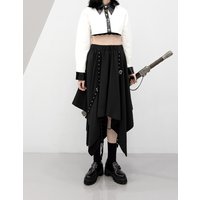 Irregular Skirt Girl's New Dark Tie Street Punk Wind Weave Buckle Medium-length Y2k Gothic Long Skirt
