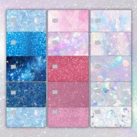 Glitter Credit Card Skin Stickers Colorful Beautiful Sticker for VISA JCB MasterCard and Other IC Cards Protect Decoration