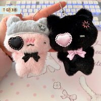 【New】Cute Plush Toy Keychain Kawaii Black Cat Pink Cat Doll Backpack Decor Pendant Bag Charm Key Ring Accessories Gift