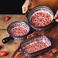 1pc,Retro ceramic baking dish, suitable for cheese, fruits and noodles. A fashionable holiday gift.