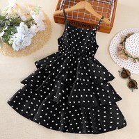 Robe enfants filles 4-12 ans robe à pois noire pour filles filles élégantes vacances vêtements de vacances enfants vêtements robe