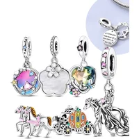 Silver-Plated White Clover Flower Charm Beads Fit Original Bracelets Bag Keychain Charms Beads Pendant Diy Women Jewelry Gift