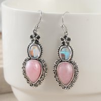 Bohemian Style Silver Edge Inlaid Teardrop Earrings Women Vintage Charm Earrings Daily Casual Vacation Jewelry