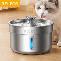 ROJECO Stainless Steel Pet Drinking Fountain Smart Pet Water Dispenser Automatic Cat Water Fountain for Dog Cat Drinking Supply