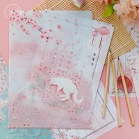 Creative Design File Folder for Student Cute Anime Cherry Kitten Test Paper Scrapbook Sticker Folders Portable File Organizer