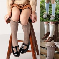 Rüschen Kinder Kniestrümpfe Baby Mädchen Kleinkinder Lange weiche Baumwollsocke Spitze Blume Kinder Schuluniform Socken für 0-8 Jahre