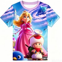 Super Mario Bros 3D Print T-shirt Adults Children/Youth Mario Peach Sonic Game Cartoon Short Sleeve Tee Streetwear Casual Tops