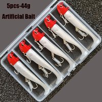 5PCS 44g Artificial Bait Lumious/UV Mackerel Sea Bullet Bass Snapper Fishing Lure Wobblers Swimbait Jigging Plastic Baits
